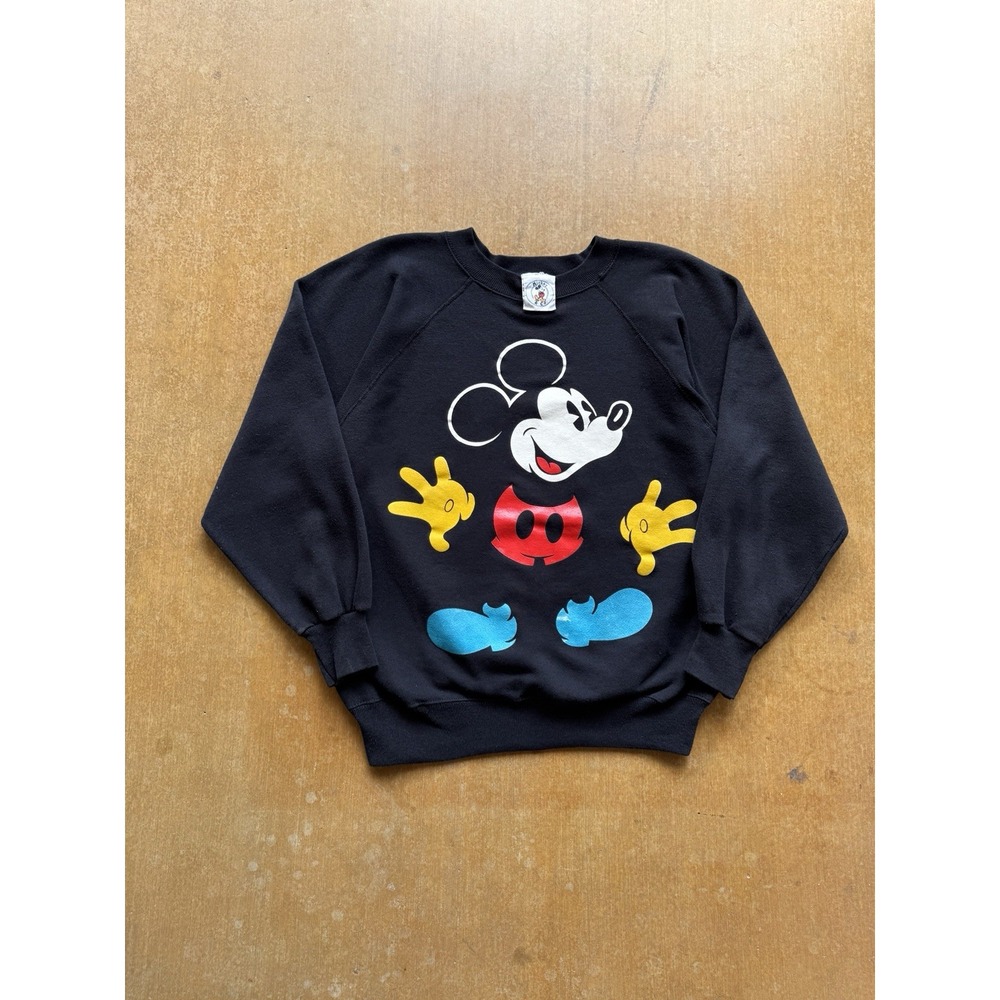 Disney Mickey & Co VTG 90s Big Graphic Black Raglan Crewneck Sweater Mens Large